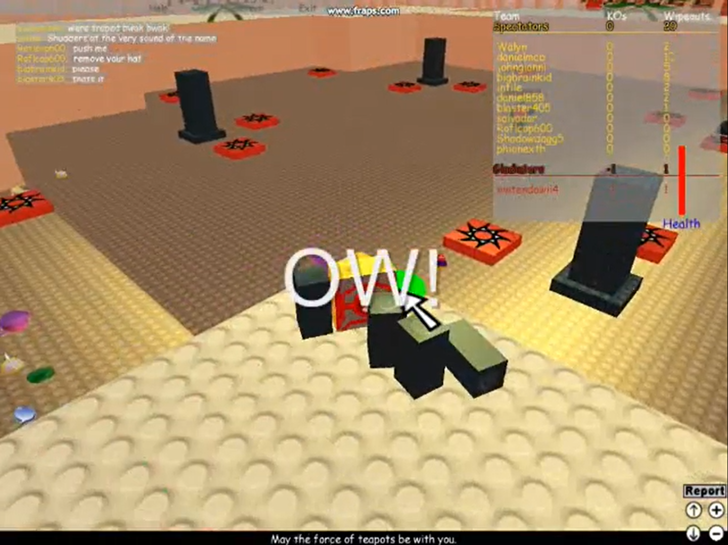Walyn in her video, Bloxxed after accidentally touching the invisible walls after triyng to push someone on them.